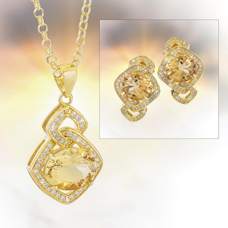 Sun Worshipper Pendant Chain and Earrings